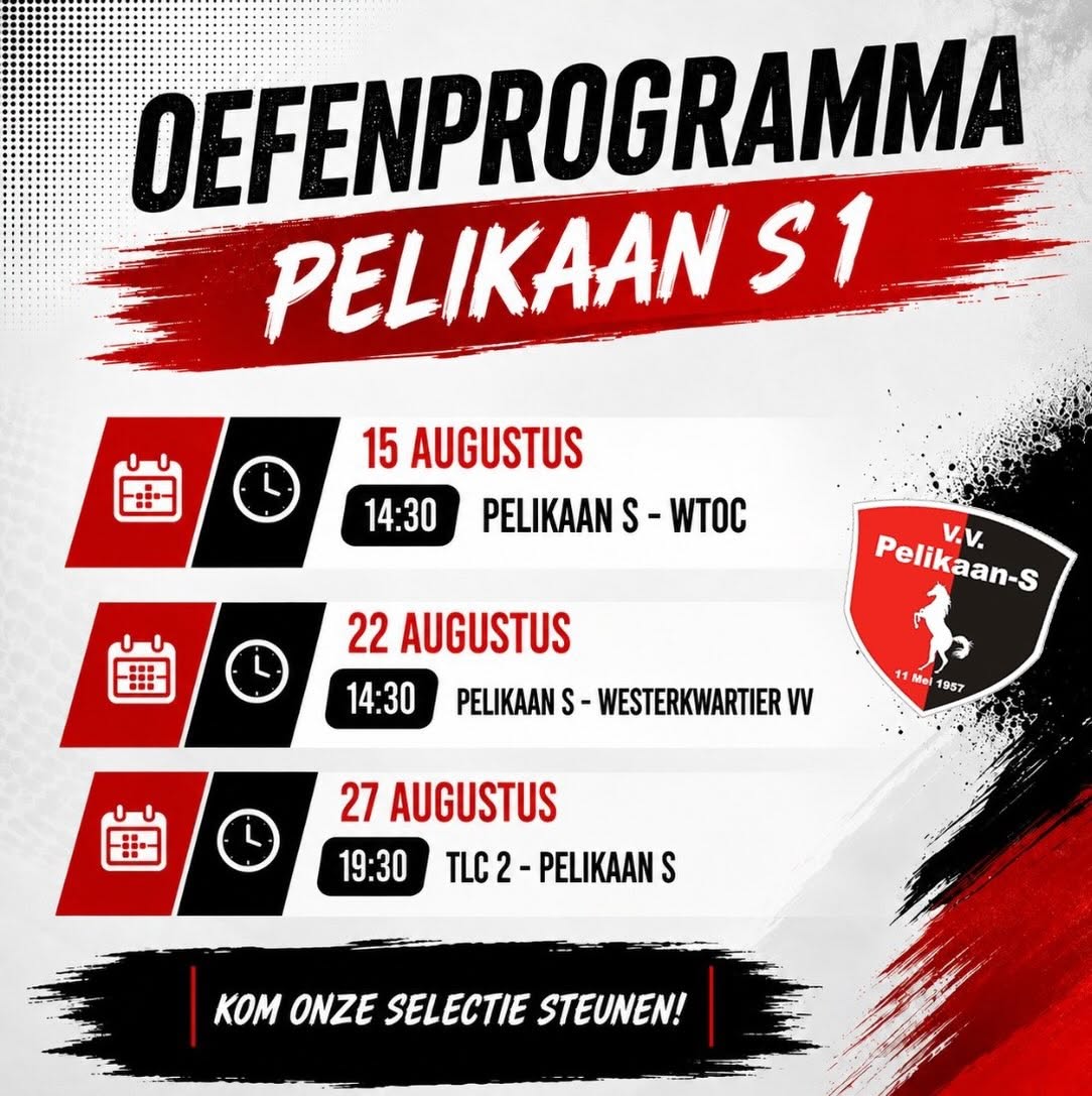 Pelikaan S 1 oefenprogramma 26/27